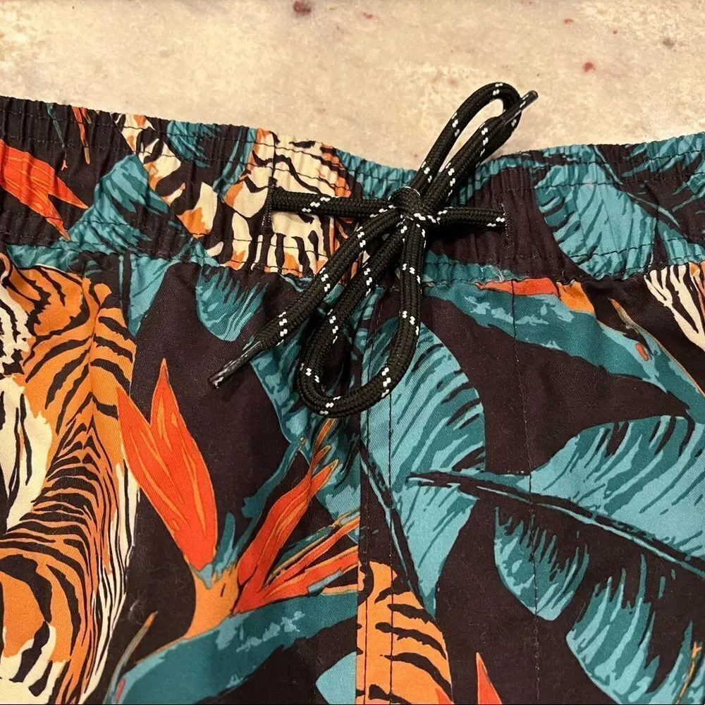 No Boundaries Tiger Print Lined Swim Trunks sz 5X NWT